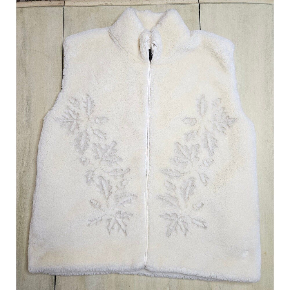NOT FUR REAL BY DUFFEL Oak Leaf and Acorn Warm LINED VEST WOMEN'S SIZE LARGE